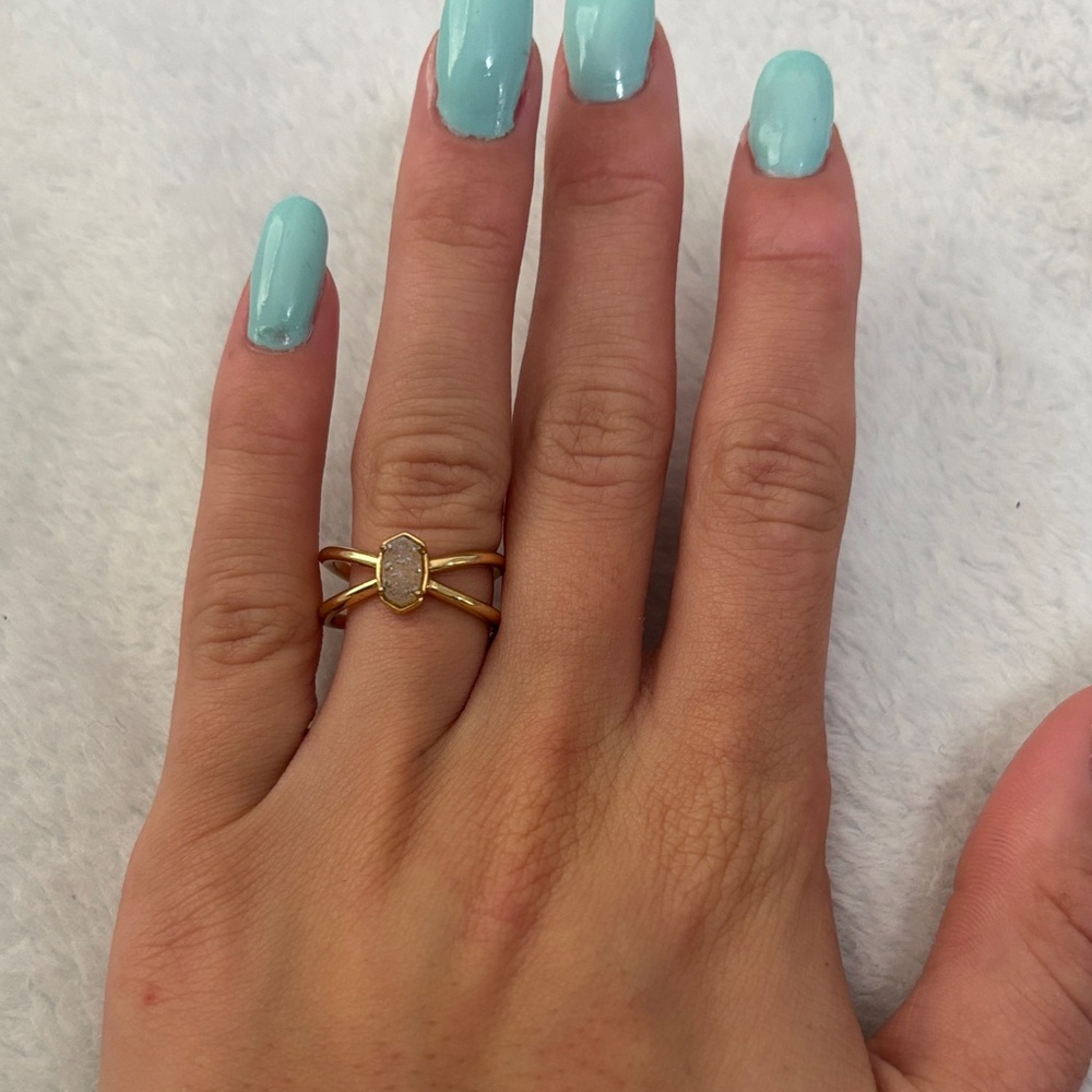 Kendra Scott Gold Ring with White Stone